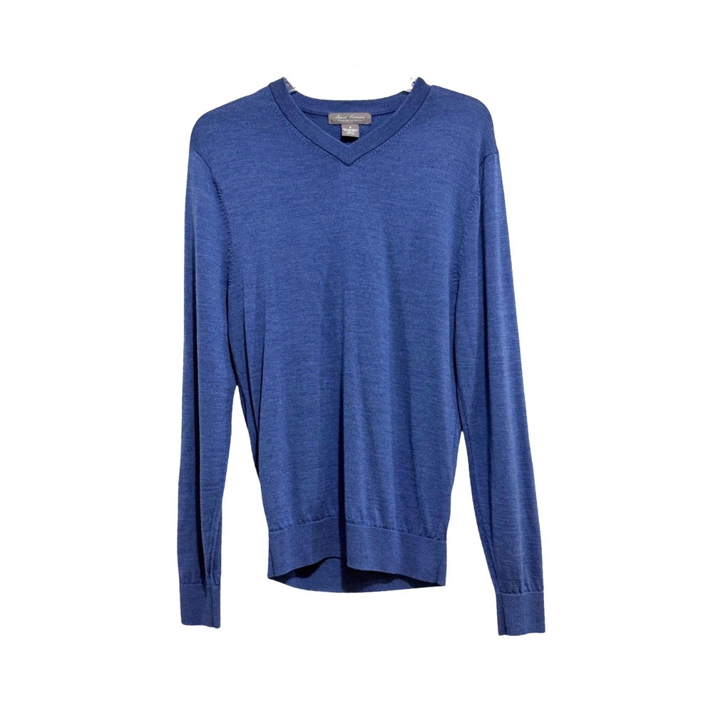 Daniel Cremieux Signature Collection Mens Blue Extra Fine Merino Wool V-Neck S